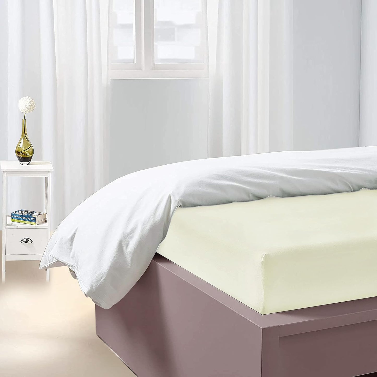 RelaxMax 100% Cotton Elastic Fitted Bedsheet with 2 Pillow Cover