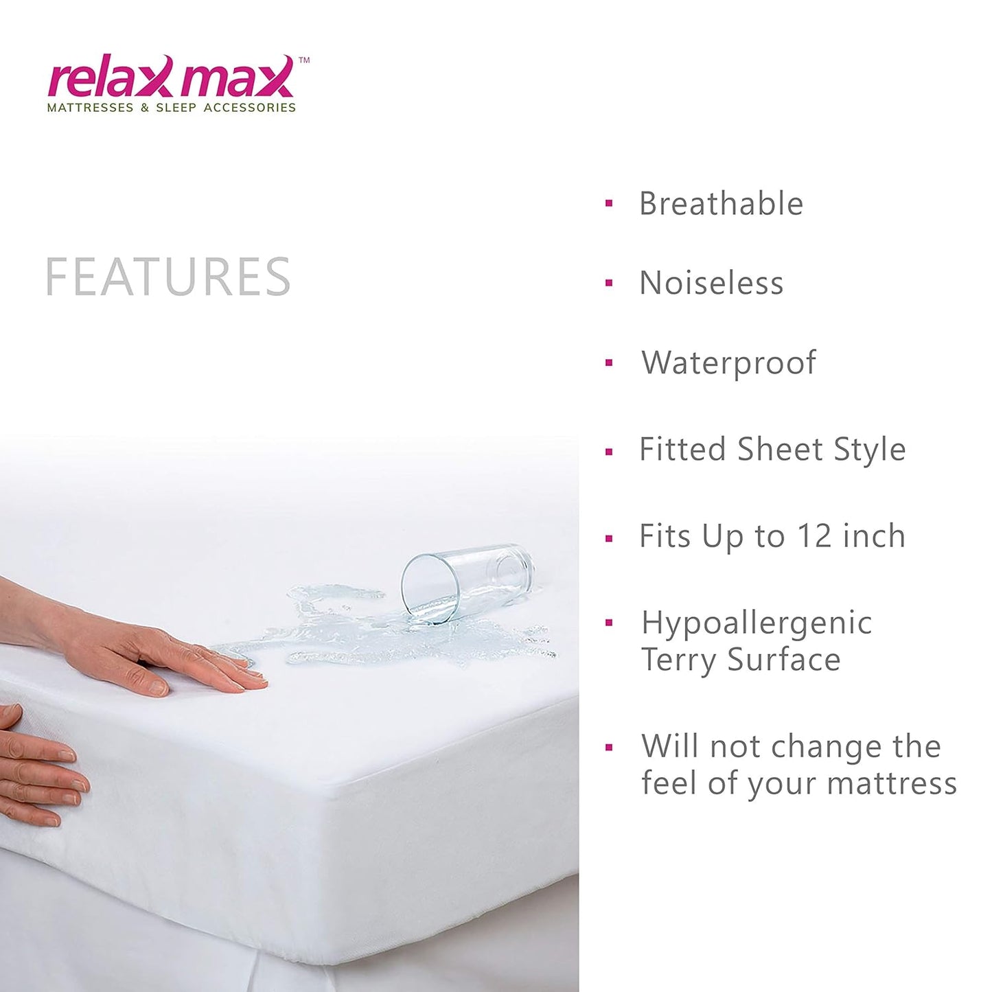 RelaxMax Terry Cotton Waterproof Mattress Protector