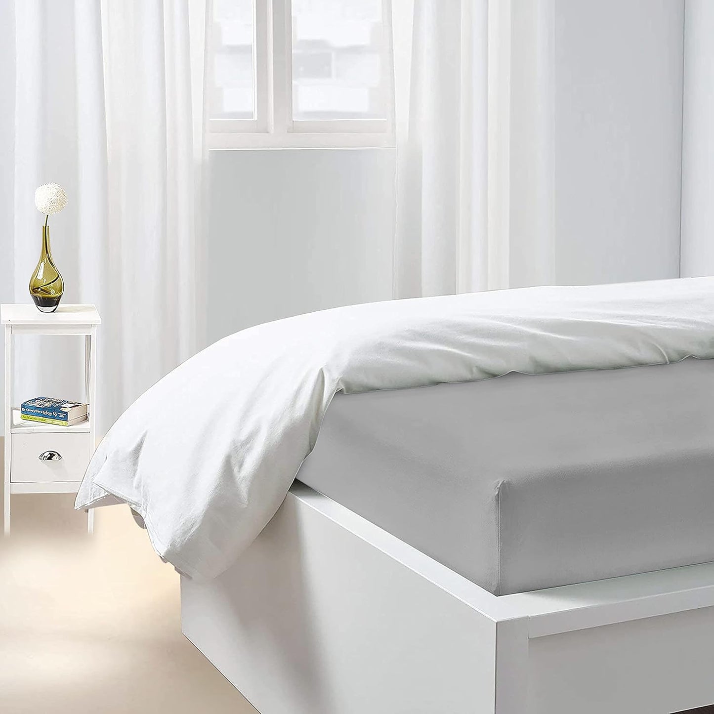RelaxMax 100% Cotton Elastic Fitted Bedsheet with 2 Pillow Cover